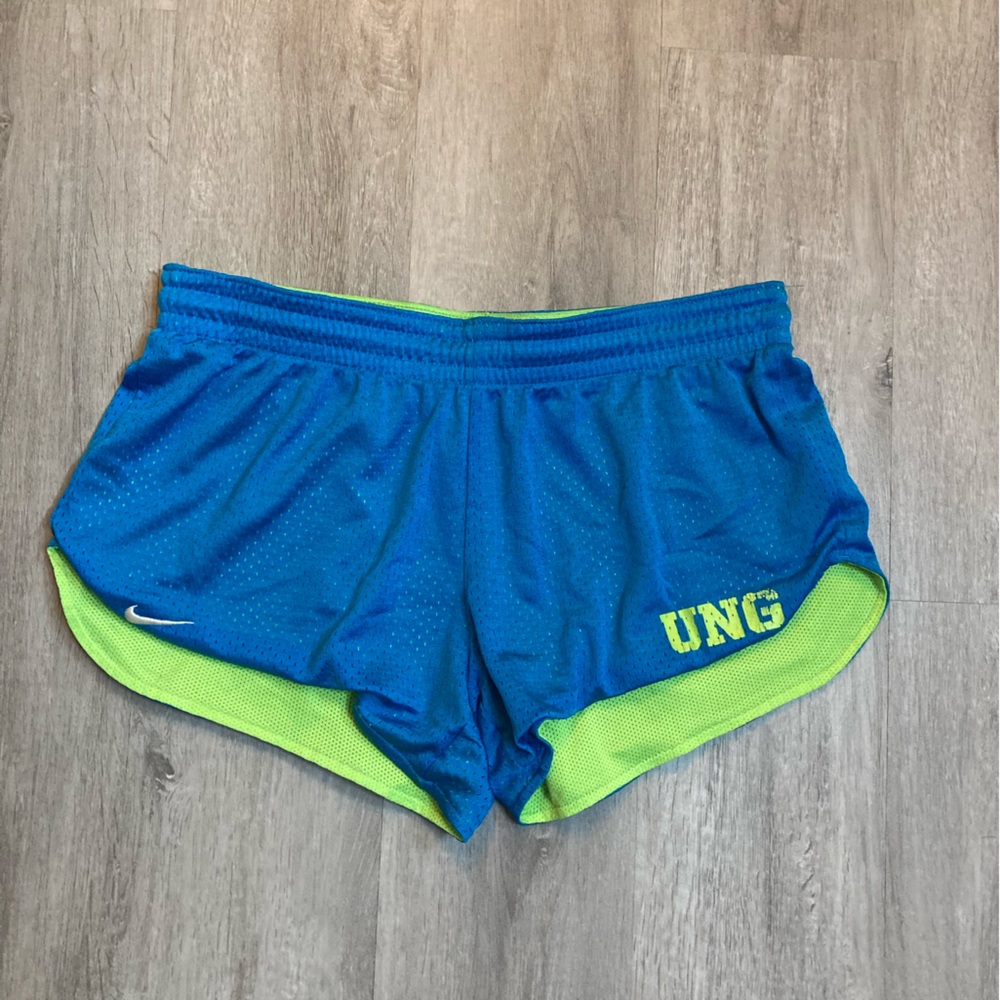 UNG University of North Georgia Neon Blue and Green Gym Shorts Small